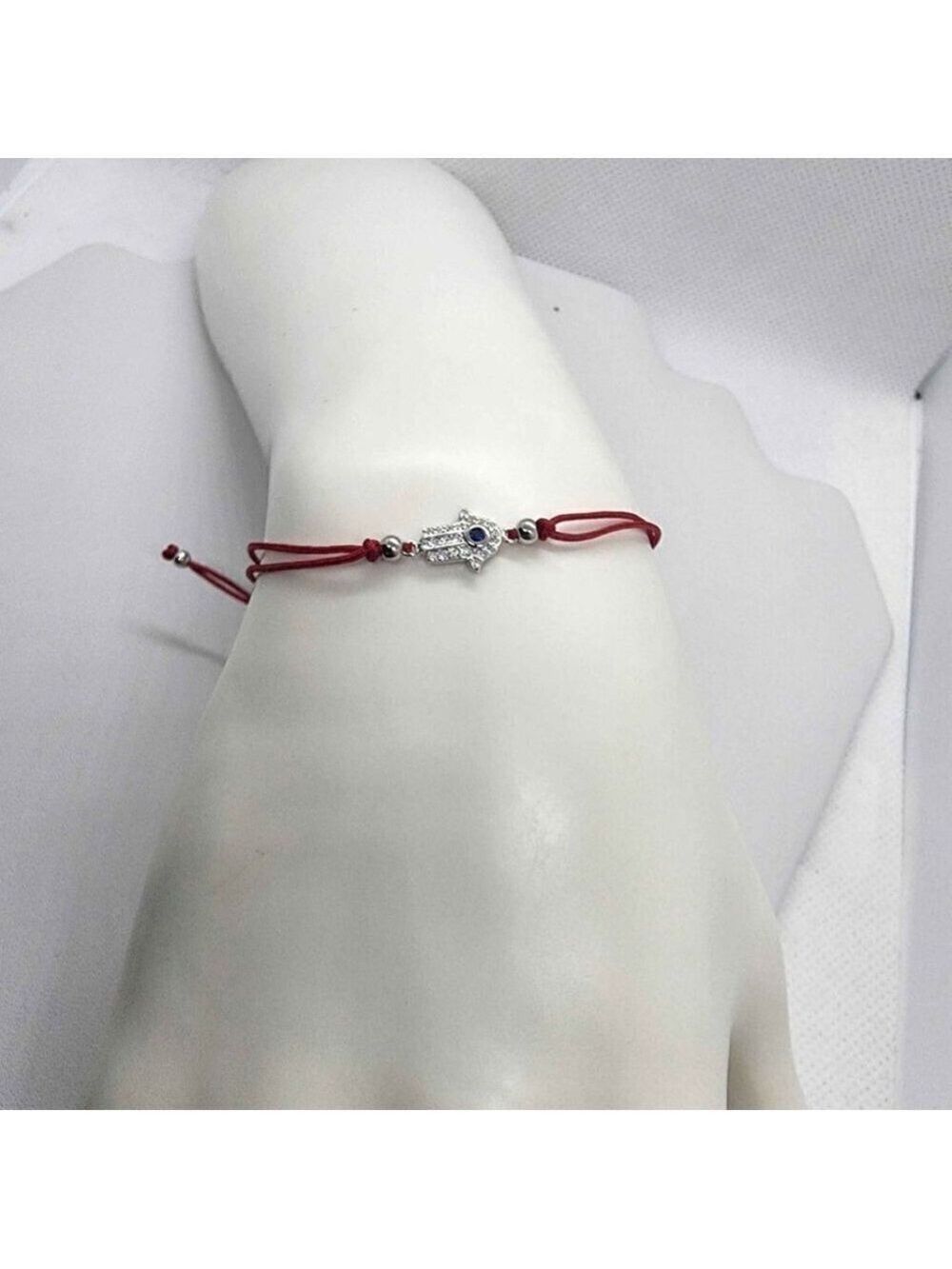 Sterling Silver 925 Hamsa Design With Red String Bracelet